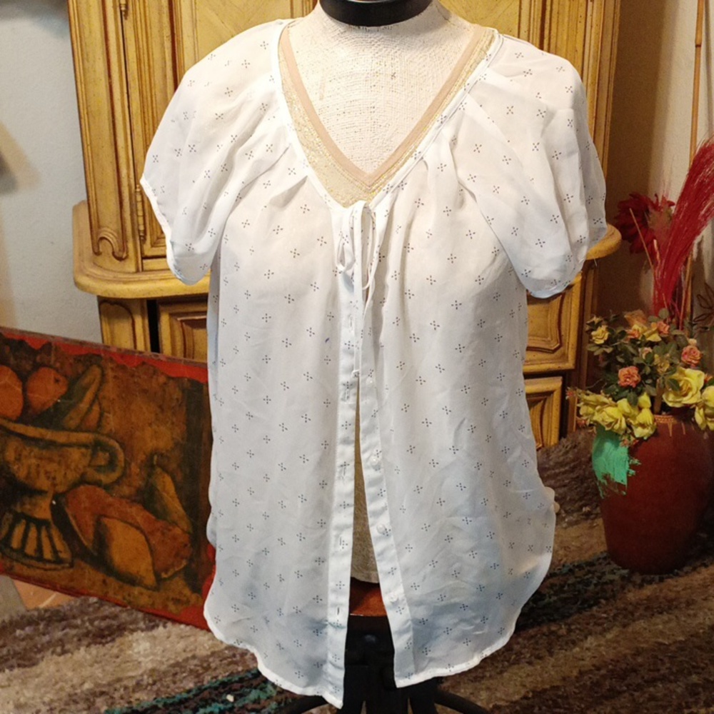 Womens shirt blouse Set T-shirt Sheer over top shirt Med OLD NAVY